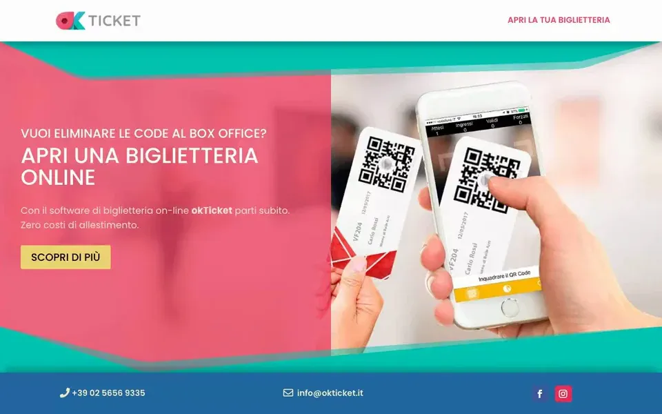Anteprima del sito Landing per promo Biglietterie okTicket
