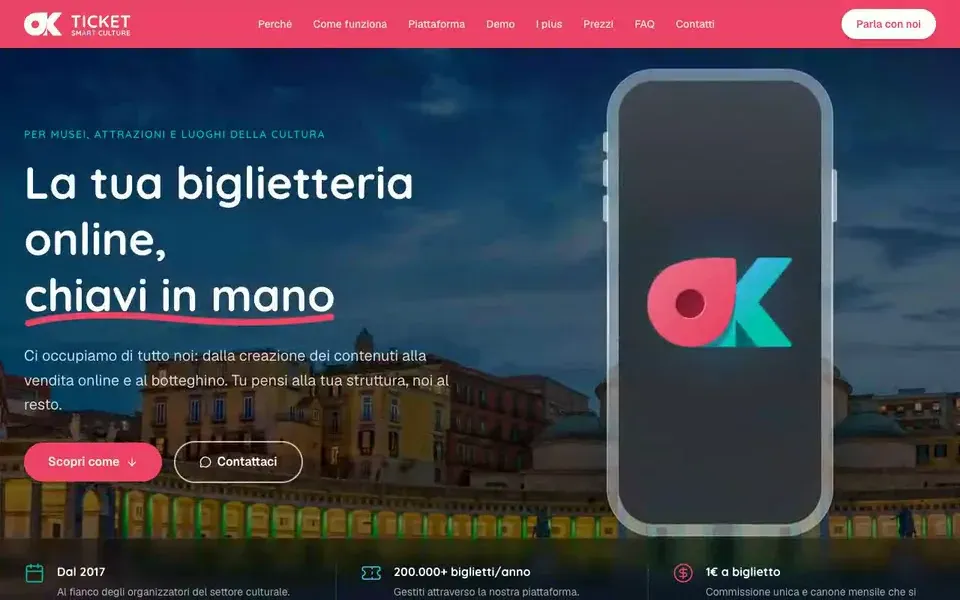 Anteprima del sito Landing per promo Biglietterie okTicket