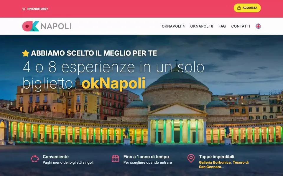 Anteprima del sito Landing per promo biglietti integrati okNapoli