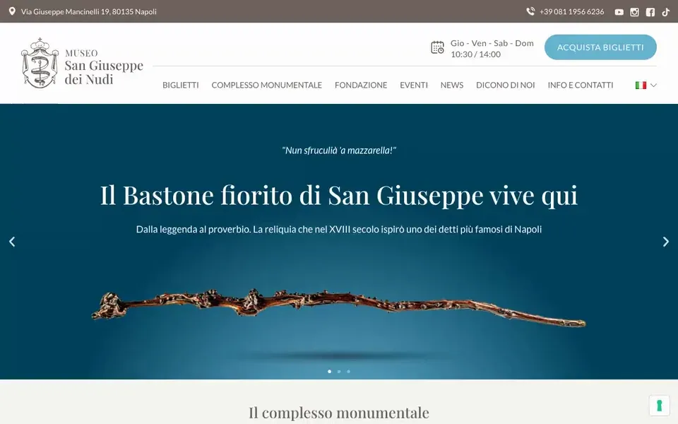 Anteprima del sito Museo e Fondazione San Giuseppe dei Nudi