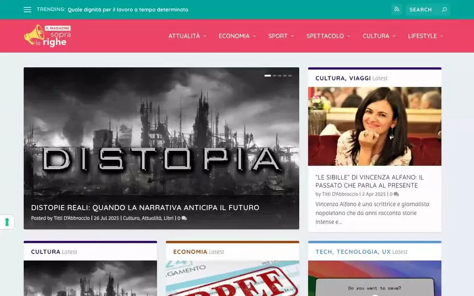 Anteprima del sito Magazine digitale Sopralerighe