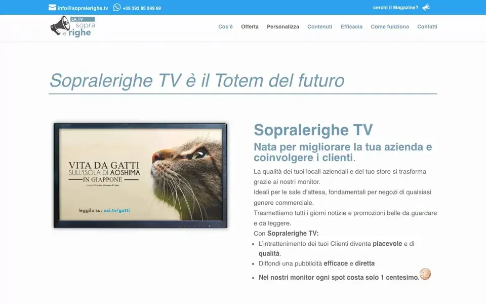 Anteprima del sito Landing di promozione digital signage